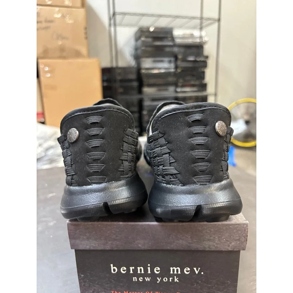 Bernie Mev Comfi Black Woven Elastic Memory Foam Sandals Size 37 US 6-6.5